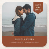 Eenvoudige foto van Label sparen de datum Kartonnen Onderzetters (Voorkant)