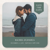 Eenvoudige foto van Label sparen de datum Kartonnen Onderzetters (Voorkant)