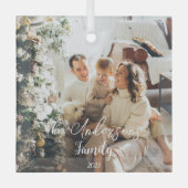 Eenvoudige foto van Lijst Elegant Typografie Glas Ornament (Voorkant)