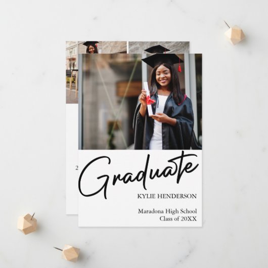 Eenvoudige foto van modern Afstuderen Aankondiging (Voorkant / Achterkant in situ)