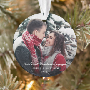 Eenvoudige foto van modern Verloving Ornament