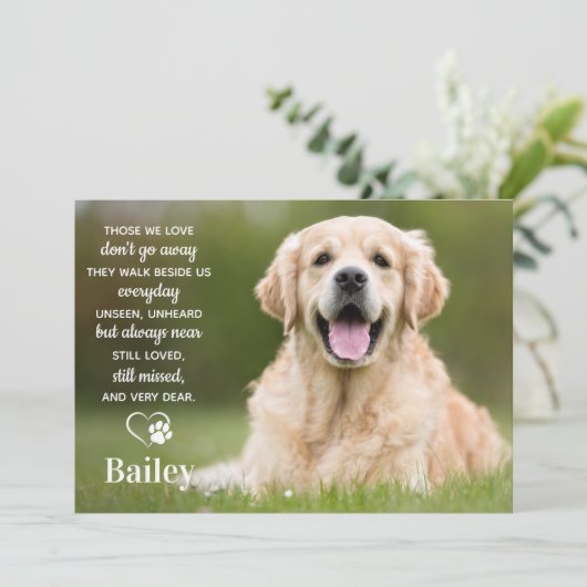 Eenvoudige foto van Pet Memorial Pet Loss Poem Cus Bedankkaart (Staand voorkant)