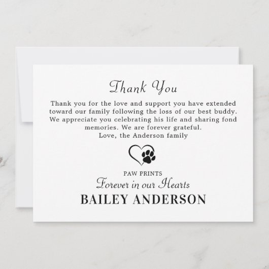 Eenvoudige foto van Pet Memorial Pet Loss Poem Cus Bedankkaart (Achterkant)
