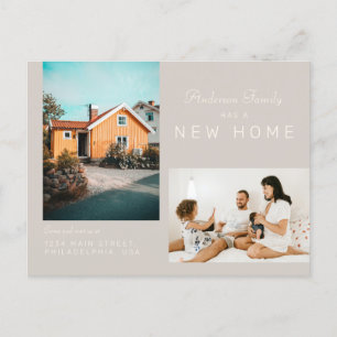 Eenvoudige foto van twee families: New Home Moving Aankondigingskaart
