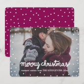 Eenvoudige foto van White Merry kerst Typografie Feestdagenkaart (Voorkant / Achterkant)