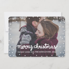 Eenvoudige foto van White Merry kerst Typografie Feestdagenkaart