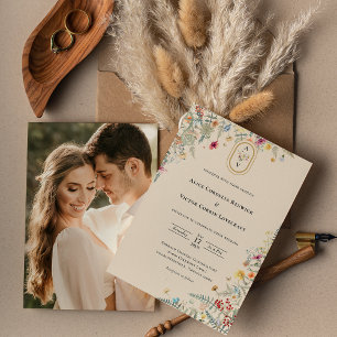 Eenvoudige foto van Wildflower Fern Weddenschap Kaart