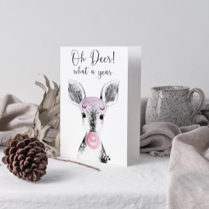 Eenvoudige foto van zwart-wit Scandi Oh Deer Quote Feestdagen Kaart