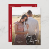 Eenvoudige foto voor modern kerstscript feestdagenkaart (Voorkant / Achterkant)