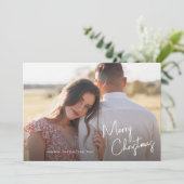 Eenvoudige foto voor modern kerstscript feestdagenkaart (Staand voorkant)