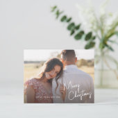 Eenvoudige foto voor modern kerstscript feestdagenkaart (Staand voorkant)