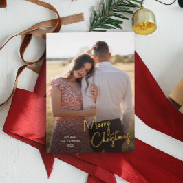 Eenvoudige foto voor modern kerstscript folie feestdagenkaart