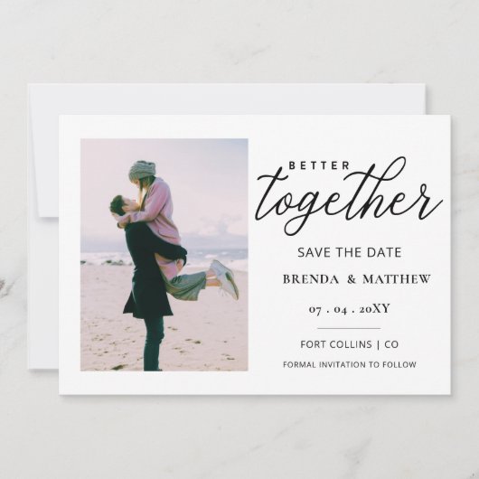 Eenvoudige foto voor script beter bij elkaar save the date (Voorkant)