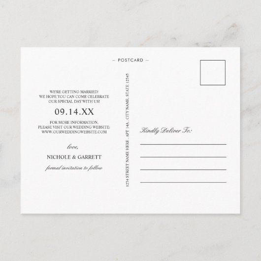 Eenvoudige Foto voor twee keer sparen de Datum | Z Aankondigingskaart (Achterkant)