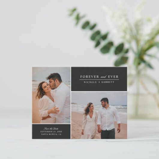 Eenvoudige Foto voor twee keer sparen de Datum | Z Aankondigingskaart (Staand voorkant)