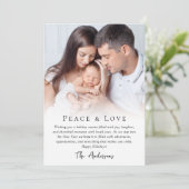 Eenvoudige foto Vrede & Liefde Feestdagenkaart (Staand voorkant)