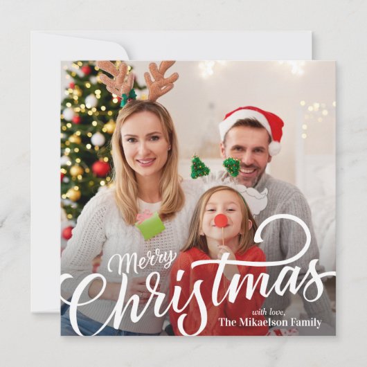 Eenvoudige foto Vrolijk kerstfeest Feestdagenkaart (Voorkant)