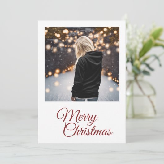 Eenvoudige Foto Vrolijk Kerstvakantie Kaart (Staand voorkant)