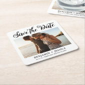 Eenvoudige Foto Weddenschap Zwart en Wit Opslaan D Kartonnen Onderzetters (Schuin)