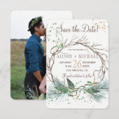 Eenvoudige foto winter krans save the date bruilof (Voorkant / Achterkant)