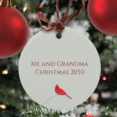 Eenvoudige foto Winter Rode Kardinaal Groene Krans Keramisch Ornament