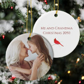 Eenvoudige foto Winter Waterverf Rode Kardinaal Vo Keramisch Ornament