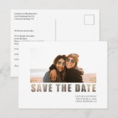 Eenvoudige Foto Witte bruiloft opslaan van de datu Aankondigingskaart (Voorkant / Achterkant)