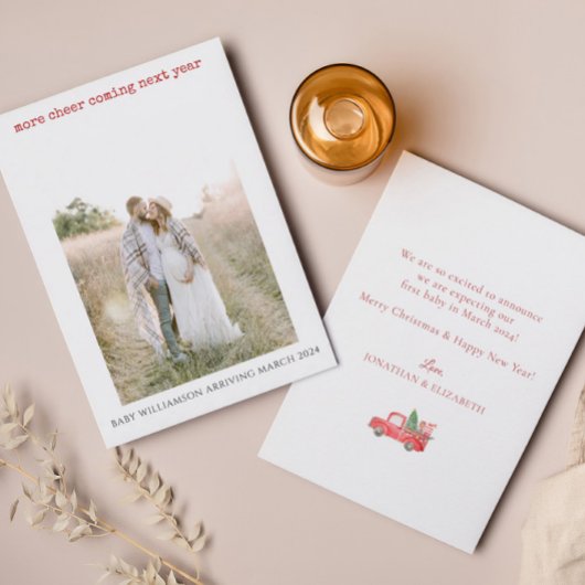 Eenvoudige foto Zwangerschapsaankondiging Vakantie Bedankkaart