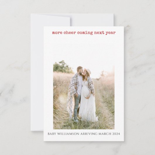 Eenvoudige foto Zwangerschapsaankondiging Vakantie Bedankkaart (Voorkant)