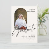 Eenvoudige foto zwart en ivoor aankondiging (Staand voorkant)