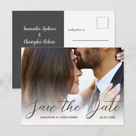 Eenvoudige foto zwart-wit Save the Date Wedding Briefkaart