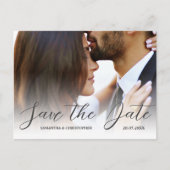Eenvoudige foto zwart-wit Save the Date Wedding Briefkaart (Voorkant)