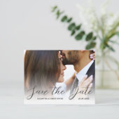 Eenvoudige foto zwart-wit Save the Date Wedding Briefkaart (Staand voorkant)