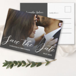 Eenvoudige foto zwart-wit Save the Date Wedding Briefkaart