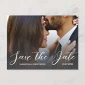 Eenvoudige foto zwart-wit Save the Date Wedding Briefkaart (Voorkant)