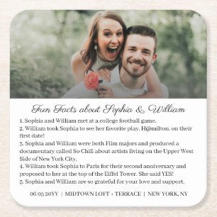 Eenvoudige foto Zwarte Calligrafie Fun Facts Wedde Kartonnen Onderzetters