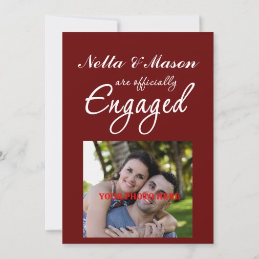 Eenvoudige fotoaankondiging van verloving kaart (Voorkant)