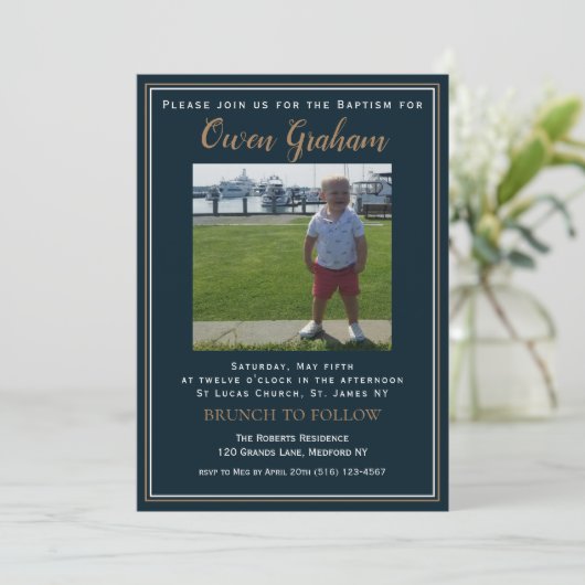 Eenvoudige fotoBaptisme-uitnodiging Kaart (Staand voorkant)