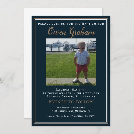 Eenvoudige fotoBaptisme-uitnodiging Kaart (Voorkant / Achterkant)