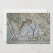 Eenvoudige fotobekleding elegant script bruiloft save the date (Voorkant)