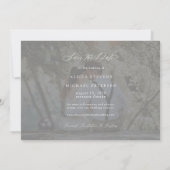 Eenvoudige fotobekleding elegant script bruiloft save the date (Achterkant)