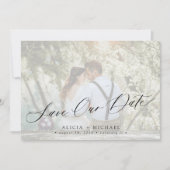 Eenvoudige fotobekleding elegant script bruiloft save the date (Voorkant)