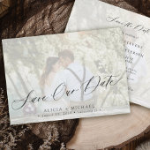 Eenvoudige fotobekleding elegant script bruiloft save the date