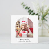 Eenvoudige fotoboog | vrolijk kerstfeest feestdagenkaart (Staand voorkant)