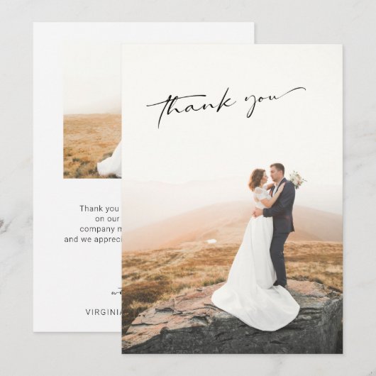 Eenvoudige Fotobruiloft Bedankkaart (Voorkant / Achterkant)