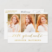 Eenvoudige fotocollage 2016 afstudeerfeest uitnodiging briefkaart (Voorkant / Achterkant)