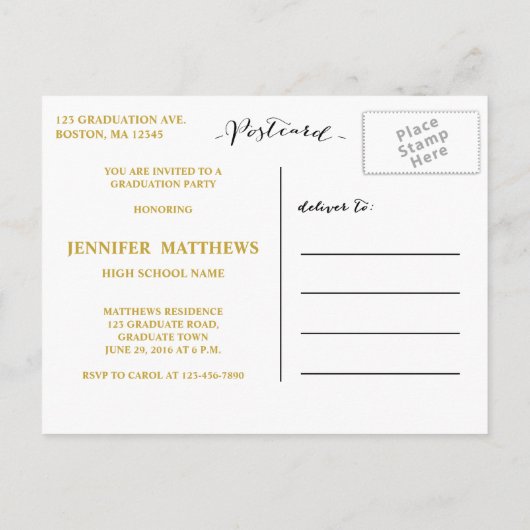 Eenvoudige fotocollage 2016 afstudeerfeest uitnodiging briefkaart (Achterkant)