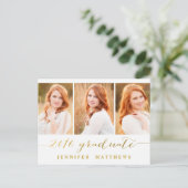 Eenvoudige fotocollage 2016 afstudeerfeest uitnodiging briefkaart (Staand voorkant)