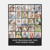 Eenvoudige Fotocollage 25 Afbeelding Zwart Geperso Fleece Deken (Voorkant)