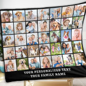 Eenvoudige Fotocollage 35 Afbeelding Zwart Geperso Fleece Deken